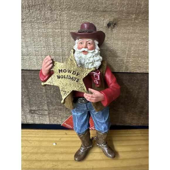 Clothtique Possible Dreams Yee-haw Cowboy Santa Ornament - Picture 1 of 5
